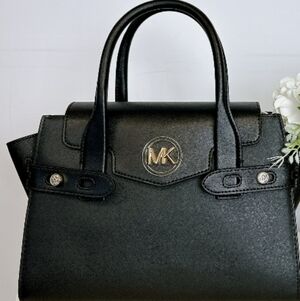 > Michael Kors Black Satchel with Gold Accents